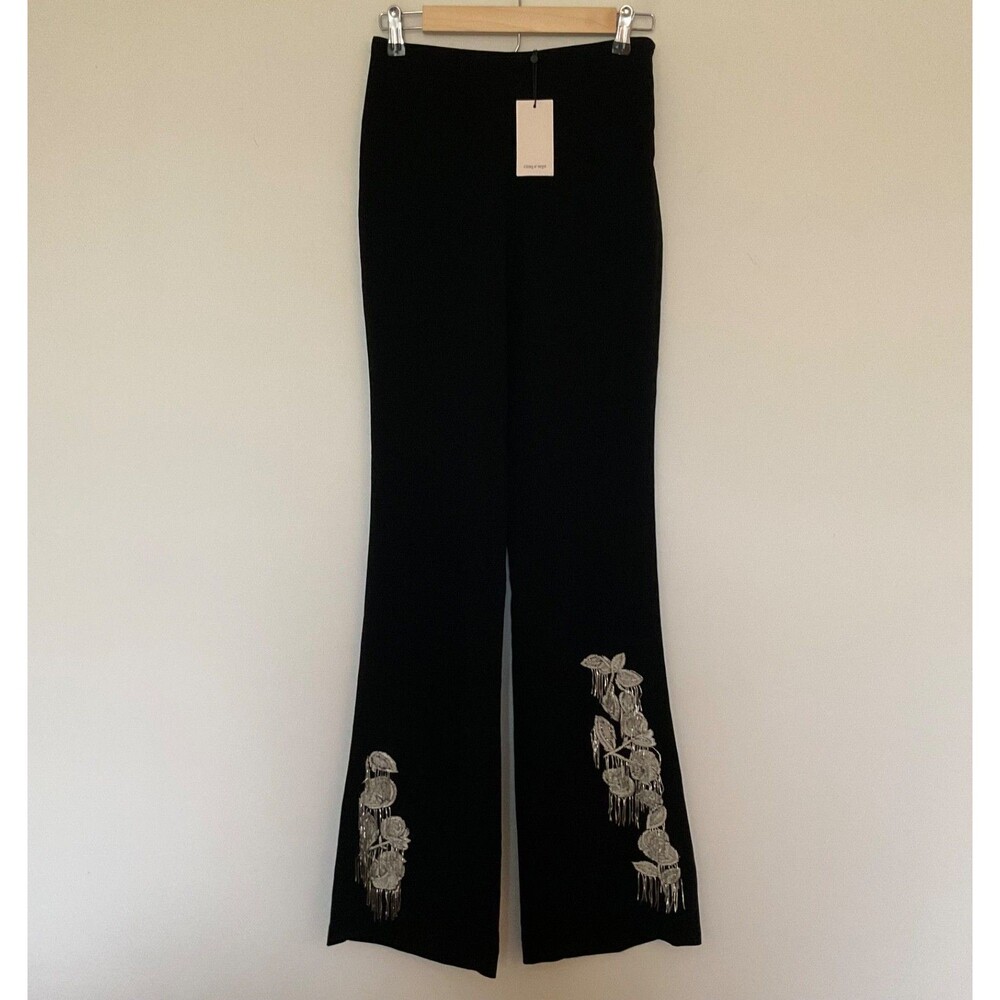 NWT Cinq a Sept 5 a 7 Candace Floral Beaded Embellished Flare Pants Sz $465 Luxe